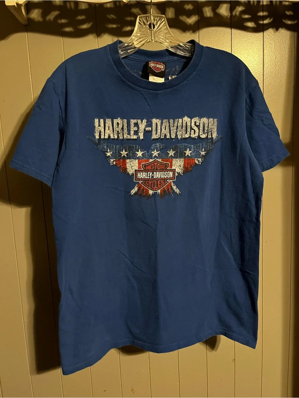 Harley Davidson Red/white blue flag eagle tshirt Panama City beach fl